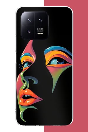 Xiaomi Mi 13 Uyumlu Renkli Yüzler Baskılı Silikon Kılıf