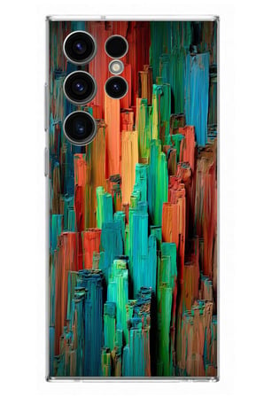 Samsung Galaxy S23 Ultra Uyumlu Dikey Renkler Baskılı Silikon Kılıf