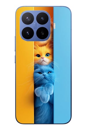Xiaomi 17T Pro
 Uyumlu Mavi Sarı Kediler Baskılı Silikon Kılıf