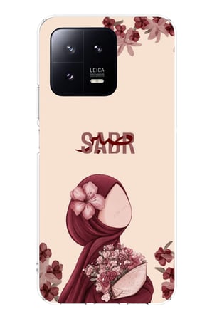 Xiaomi Mi 13 Uyumlu Bordür Çiçekli Sabır Yazılı Baskılı Silikon Kılıf