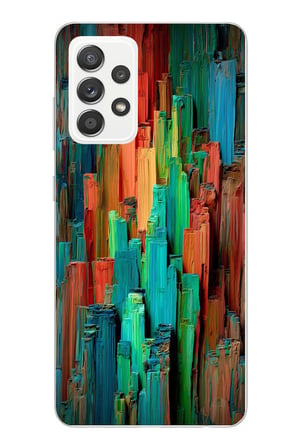Samsung Galaxy A52 Uyumlu Dikey Renkler Baskılı Silikon Kılıf