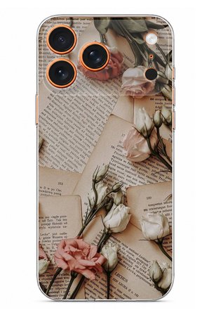 iPhone 17 PRO MAX Uyumlu Retro Gazete Güller Tasarımlı Baskılı Silikon Kılıf