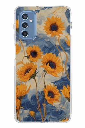 Samsung Galaxy M52 Uyumlu Yıldızlı Ayçiçekleri Baskılı Silikon Kılıf