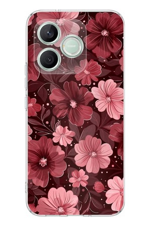 Honor 600 Lite Uyumlu Pembe ve Bordo Çiçek Desenli Baskılı Silikon Kılıf