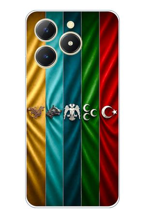Realme C61 Uyumlu Tarihi Türk Devletleri Bayrakları Baskılı Silikon Kılıf