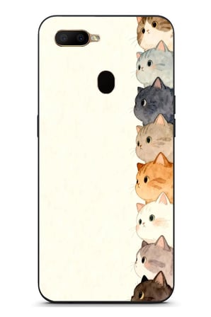 Oppo A5S Uyumlu Sıralı Kediler Baskılı Silikon Kılıf