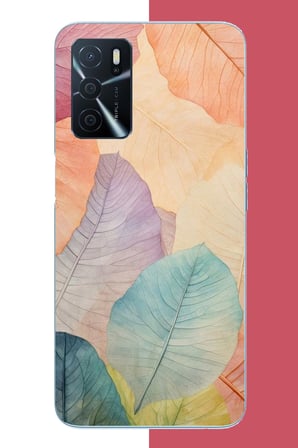 Oppo A16 Uyumlu renkli yaprak Baskılı Silikon Kılıf