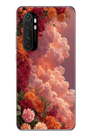 Xiaomi Mi 10 Lite Uyumlu Güller ve Bulutlar Baskılı Silikon Kılıf