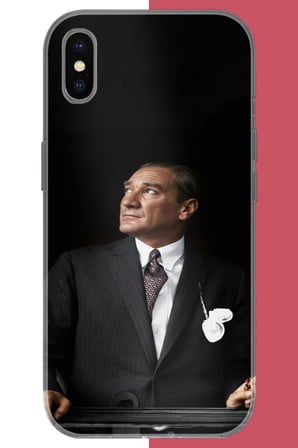 iPhone XS MAX Uyumlu kürsüden bakan atatürk Baskılı Silikon Kılıf