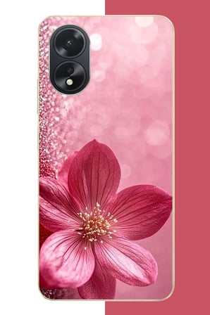 Oppo A38 Uyumlu Pembe Işıltı Baskılı Silikon Kılıf