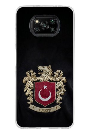 Poco X3-X3 PRO-NFC Uyumlu Türk Sembolü Kurt ve Bayrak Desenli Baskılı Silikon Kılıf