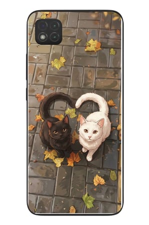Redmi 9C Uyumlu Kalp Kuyruklu Kediler Baskılı Silikon Kılıf