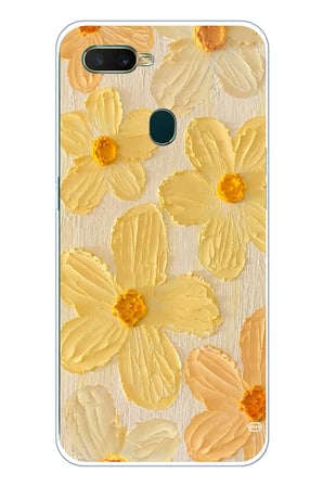 Oppo A5S-AX7-A12 Uyumlu Güneşin Dokunuşu Sarı Papatya Baskılı Silikon Kılıf