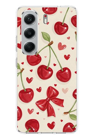 Tecno Camon 40 PRO Uyumlu iraz, Kırmızı Kurdele ve Kalp Baskılı Silikon Kılıf