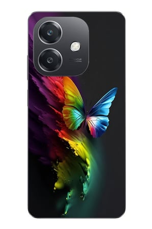 Oppo A3 Uyumlu Gökkuşağı Kelebeği Baskılı Silikon Kılıf