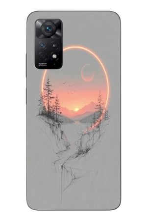 Redmi Note 11E Uyumlu Günbatımı Mermer Desenli Baskılı Silikon Kılıf
