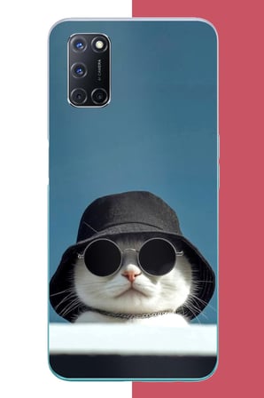 OPPO A52-A72-92 Uyumlu Gizemli Kedi Baskılı Silikon Kılıf