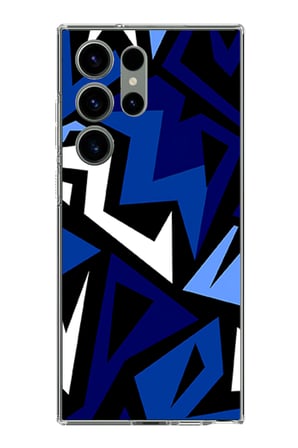 Samsung Galaxy S23 ULTRA Uyumlu Modern Mavi Geometrik Mozaik Baskılı Silikon Kılıf