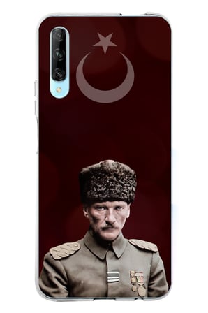 Huawei P Smart PRO Uyumlu Ay Yıldız ve Başkomutan Atatürk Baskılı Silikon Kılıf