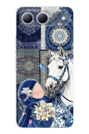 Tecno Spark 40 5G Uyumlu Geleneksel Motifli Beyaz At Baskılı Silikon Kılıf
