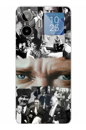 General Mobile GM 26 PRO Uyumlu Atatürk Renkli Kolaj Gözler Baskılı Silikon Kılıf