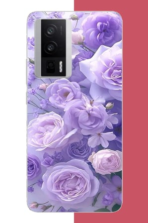 POCO F5 PRO Uyumlu mor çiçek Baskılı Silikon Kılıf
