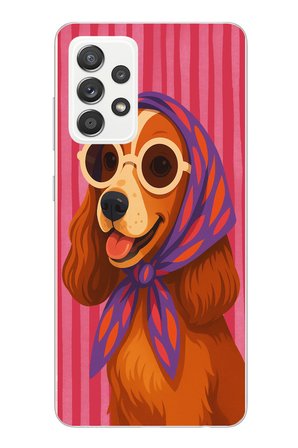 Samsung Galaxy A52 Uyumlu Gözlüklü Köpek Baskılı Silikon Kılıf