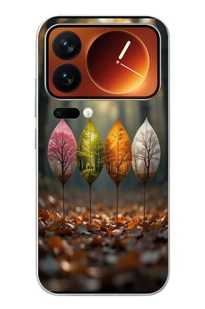 Xiaomi 17 Pro Max Uyumlu Dört Mevsim Yaprakları Baskılı Silikon Kılıf