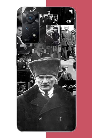 Redmi Note 11E Uyumlu atatürk kolaj 2.jpeg Baskılı Silikon Kılıf