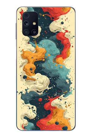 Samsung Galaxy M31s Uyumlu Ahenkli Boya İzleri Baskılı Silikon Kılıf
