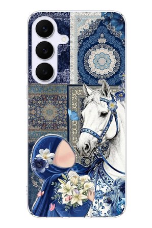 Samsung Galaxy S25 FE Uyumlu Geleneksel Motifli Beyaz At Baskılı Silikon Kılıf