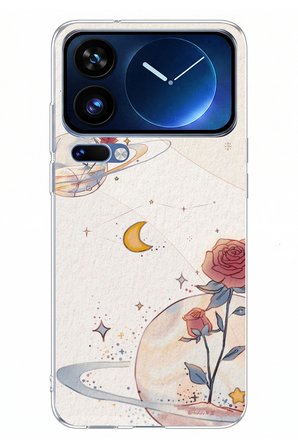 Xiaomi 17 Pro Max Uyumlu Gezegen, Yıldız ve Gül Baskılı Silikon Kılıf