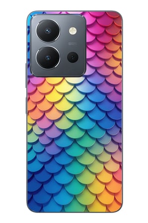 Vivo Y36 Uyumlu Gökkuşağı Renkleri Baskılı Silikon Kılıf