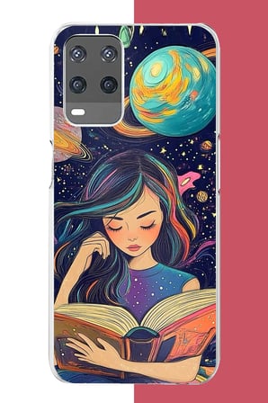 OPPO A54 Uyumlu Gezegenler Arasında Kitap Baskılı Silikon Kılıf