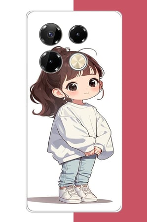Infinix Note 40 PRO Uyumlu kawaii beyaz sweatshirt kız Baskılı Silikon Kılıf