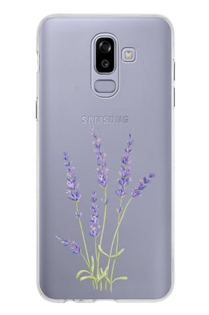 Samsung Galaxy J8-A6 Plus Uyumlu Lavanta Çiçek Tasarımlı Baskılı Silikon Kılıf