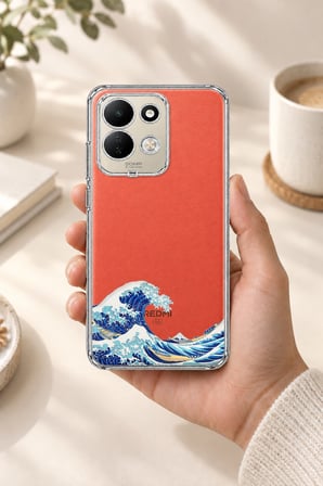 Redmi 17 4G/5G Uyumlu Kanagawa Oki Nami Ura Dalgası Tasarımlı Baskılı Silikon Kılıf
