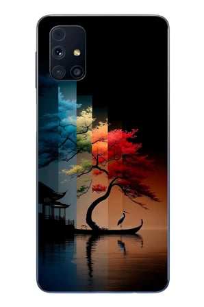 Samsung Galaxy M31s Uyumlu Dört Mevsim Ağaç Baskılı Silikon Kılıf