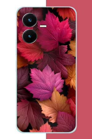 Vivo Y22 Uyumlu Kızıl Sonbahar Yaprakları Baskılı Silikon Kılıf