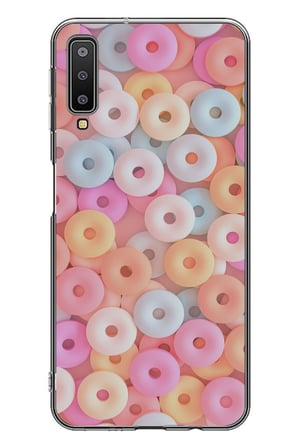 Samsung Galaxy A7 2018 Uyumlu Renkli Yuvarlak Şekerler Baskılı Silikon Kılıf