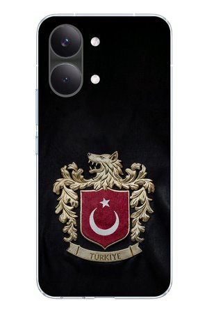 POCO X8 PRO MAX Uyumlu Türk Sembolü Kurt ve Bayrak Desenli Baskılı Silikon Kılıf