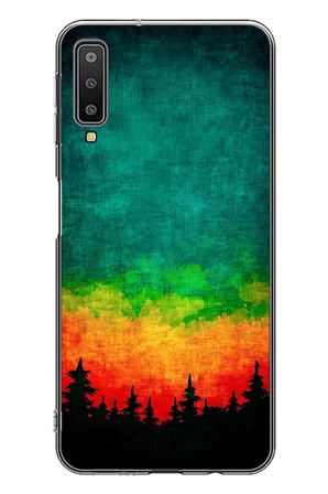 Samsung Galaxy A7 2018 Uyumlu Orman Gecesi Renkli Baskılı Silikon Kılıf