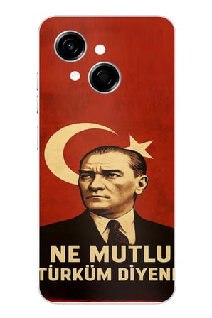 Tecno Spark GO 1 Uyumlu Ne Mutlu Türkiye Bayrak Atatürk Baskılı Silikon Kılıf