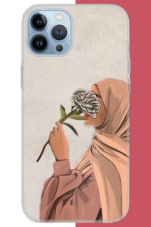 iPhone 13 Pro Uyumlu Gül Koklayan Kadın Baskılı Silikon Kılıf
