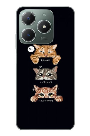 Realme C61 Uyumlu Kedi Halleri Baskılı Silikon Kılıf