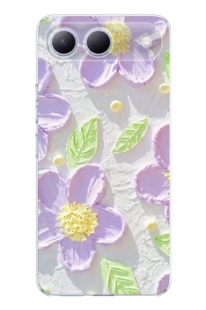 Tecno Spark 40 5G Uyumlu Mor Papatyalar Sulu Boya Baskılı Silikon Kılıf