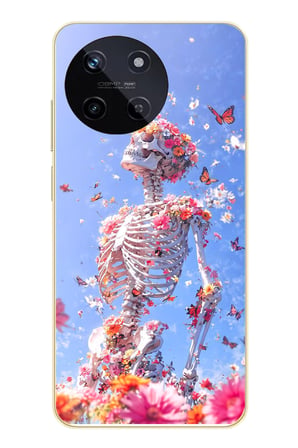 Realme 11 4G Uyumlu İskelet Çiçekleri Baskılı Silikon Kılıf