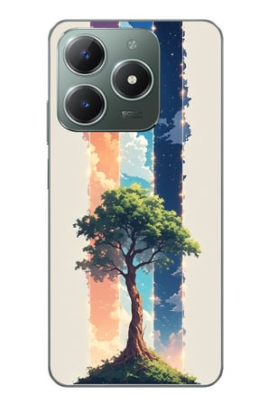 Realme C61 Uyumlu Yalnız Ağaç Dört Mevsim Baskılı Silikon Kılıf
