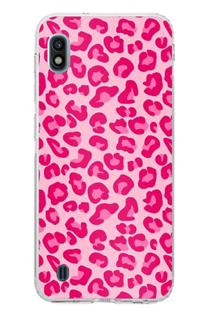 Samsung Galaxy A10 Uyumlu Pembe Leopar Tasarımlı Baskılı Silikon Kılıf
