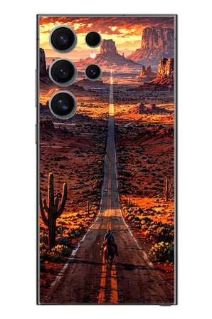 Samsung Galaxy S24 Ultra Uyumlu Kovboy Yolda Baskılı Silikon Kılıf